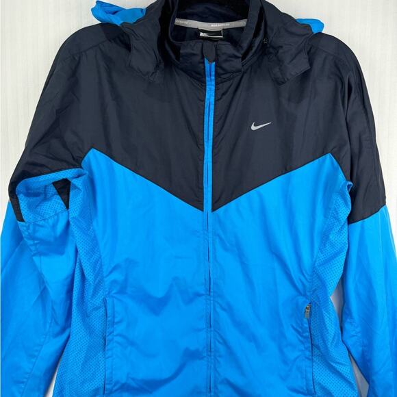 Nike Running Blue Black Jacket Women’s Medium Removable  Hood Sporty Athletic - Picture 9 of 11